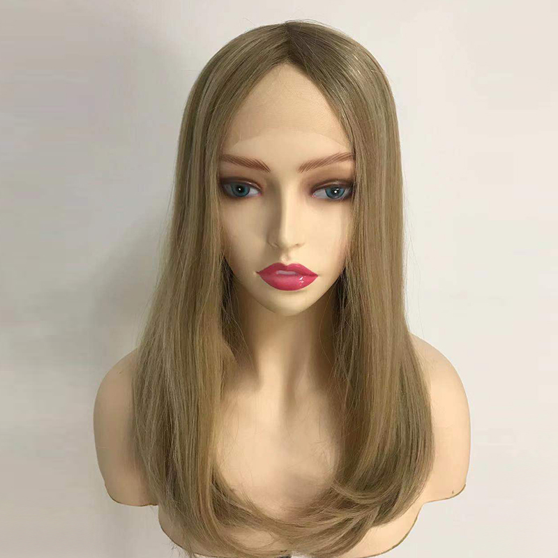  Lace top Jewish kosher Blonde Hair Wig European Virgin Hair for women QM289